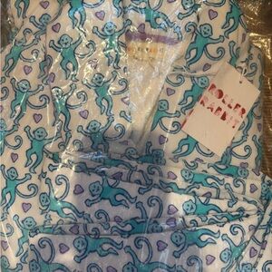 Roller Rabbit Lovely monkey cosmo Robe  Xs/s   Sold out online! turquoise